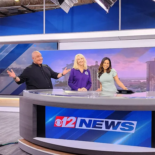Interview at the CBS12 news desk